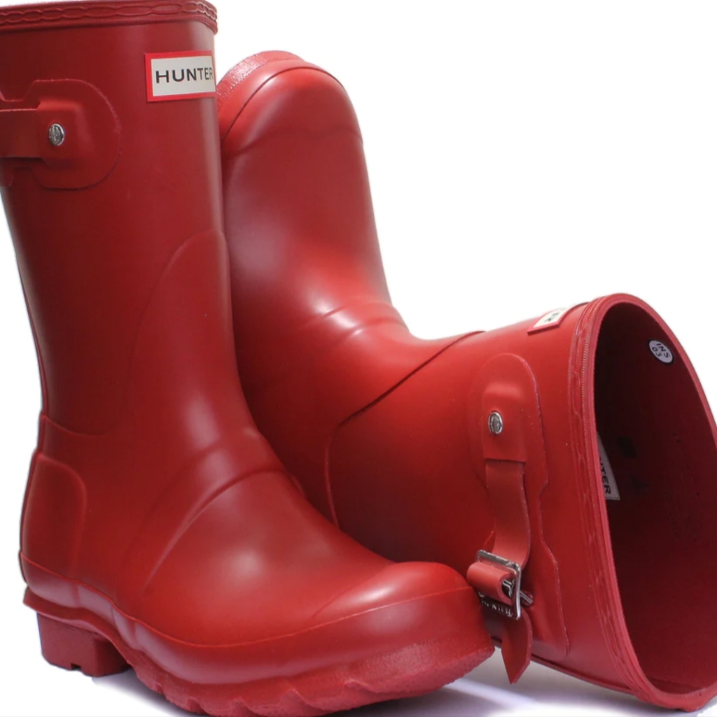 Hunter Womens Original Classic Short Rubber Boots Red Shoes Sz 9